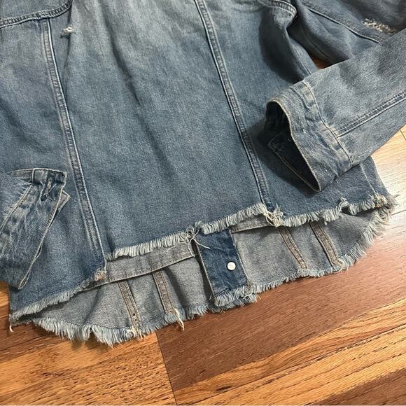 Blank NYC Heavily Distressed Denim Jean Jacket, Medium Wash, Small - Picture 13 of 16